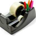 Officemate Recycled 2-in-1 Heavy Duty Tape Dispenser, 1" and 3" Cores, Black (96690)