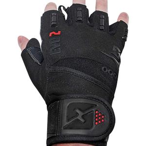 skott Evo 2 Weightlifting Gloves with Integrated Wrist Wrap Support-Double Stitching for Extra Durability-Get Ripped with The Best Body Building Fitness and Exercise Accessories (Large, Black/Black)