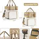 LOKASS Lunch Box for Women-Double Deck Insulated Adults Lunch Bag with Removable Shoulder Strap- Cute Wide Open Lunch Tote for Work/Office/Picnic/Beach/Travel (Brown)