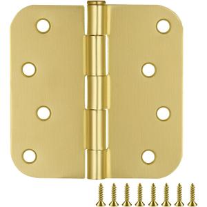 Door Hinges for Interior Doors 3-Pack 4-inch x 4-inch, Design House 5/8-inch Radius Steel Door Hinge Door Hardware, Satin Brass, 181578
