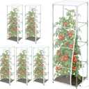 6 Pcs Tomato Netting for Garden Protection, 57" X 17.7" X 17.7" Square Tomato Cage Insect Barrier Plant Netting Mesh Cover with Zipper & Drawstring, for Vertical Climbing Plants Vegetables Fruits