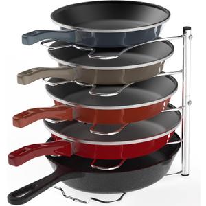 Simple Houseware Cabinet Pantry Pot and Pan Organizer Holder Rack, Chrome (One Size)