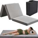 Folding Mattress, Trifold Memory Foam Mattress with Collapsible and Washable Cover, Camping, Fold Up Guest Bed, Travel and Guest Mat