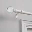 EXCLUSIVE HOME Crystal Ball 1" Curtain Rod and Coordinating Finial Set, Matte White, Adjustable 66"-120"
