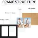 YESKAY 4x6 Picture Frame Collage - Double Picture Frames 4 x 6 Rustic Black Wood Frame with Tempered Glass,2 Picture Frame 4 by 6 Wall Decor or Tabletop 1 Pack