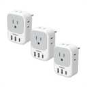 TESSAN European Travel Plug Adapter USB C 3 Pack, PD 20W US to Europe Plug Adapter with 4 AC Outlets 3 USB Ports, Type C Power Adaptor for USA to EU Euro Spain France Iceland Italy Germany Greece