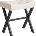 IBUYKE U-Shaped PU Vanity Stool, Square Makeup Chair with X-Leg, Ottoman Seat Footrest Stool, Multi-Use as Small Side Table, for Bedroom, Living Room, White WBD019W