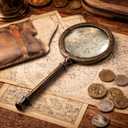 Antique Henry London Marine Handheld Magnifying Glass Astrologers Leather Case Brass Instrument Map or Coin Reading Lens Brown Vintage Magnifier