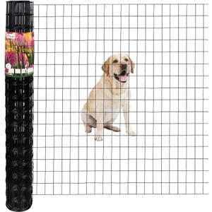 FOREHOGAR Black PVC Coated Welded Wire Fence 48 Inch x 25 Foot, 2 Inch x 3 Inch 16GA, Garden Border Fencing Roll Vinyl Coating Metal Wire Mesh for Yard Vegetable Plant Protection Poultry Netting