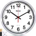 Geevon 10 Inch Atomic Wall Clock - Self-Setting Analog Clock with Automatic Time Sync - Battery Operated for Home Office School - Silver Frame