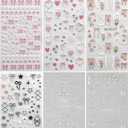 Bow Nail Art Stickers 5D Embossed Flower Nail Decals Spring Summer 3D Self Adhesive Bow Heart Nails Decoration Supplies for Women Nails Design