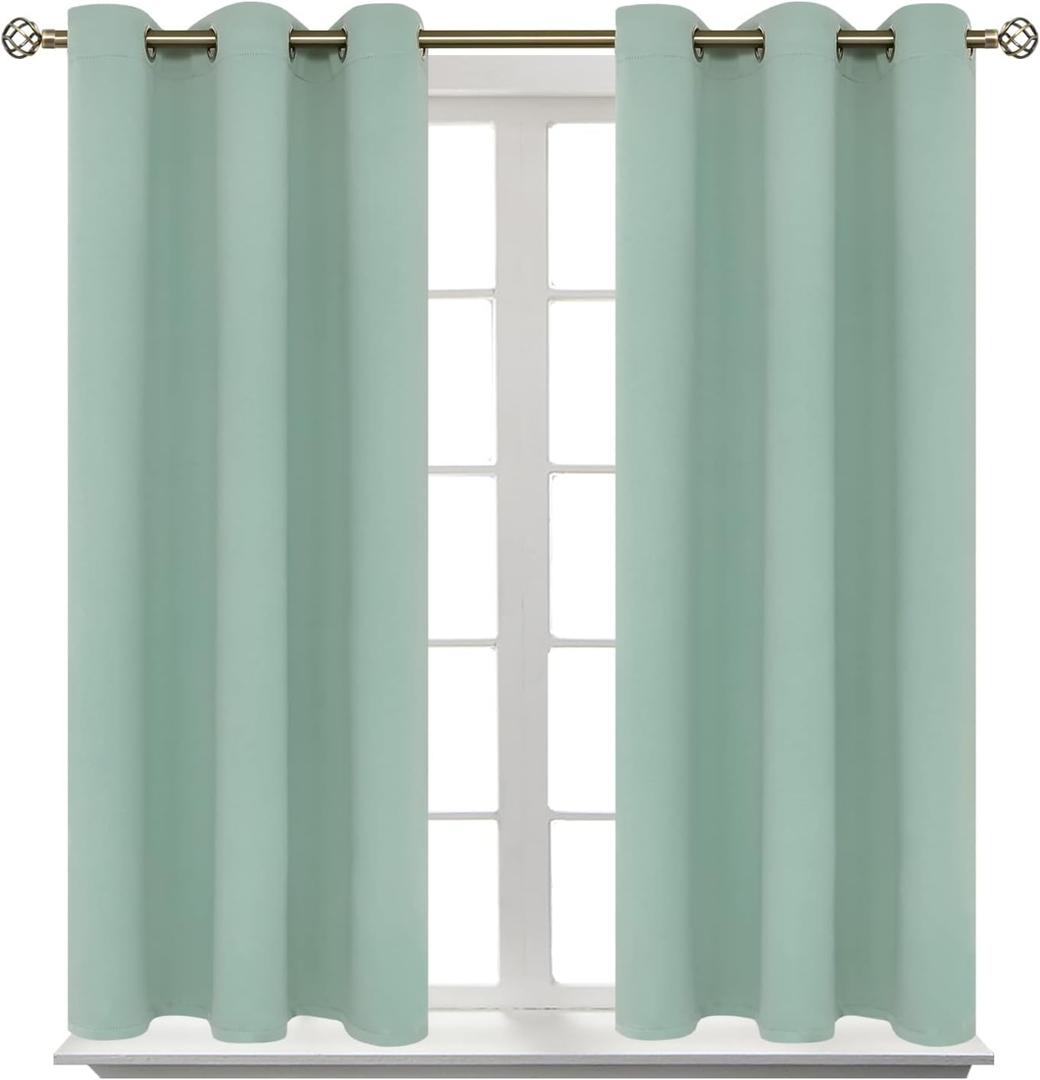 BGment Blackout Curtains - Grommet Thermal Insulated Room Darkening Bedroom and Living Room Curtains, Set of 2 Panels (38 x 45 Inch, Frosty Green)