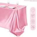 TURSTIN 4 Packs Pink Satin Tablecloth 102 x 58 Inch Overlay Satin Table Cover Rectangle Bright Silk Tablecloth Smooth Fabric Table Decoration for Wedding Banquet Party Events