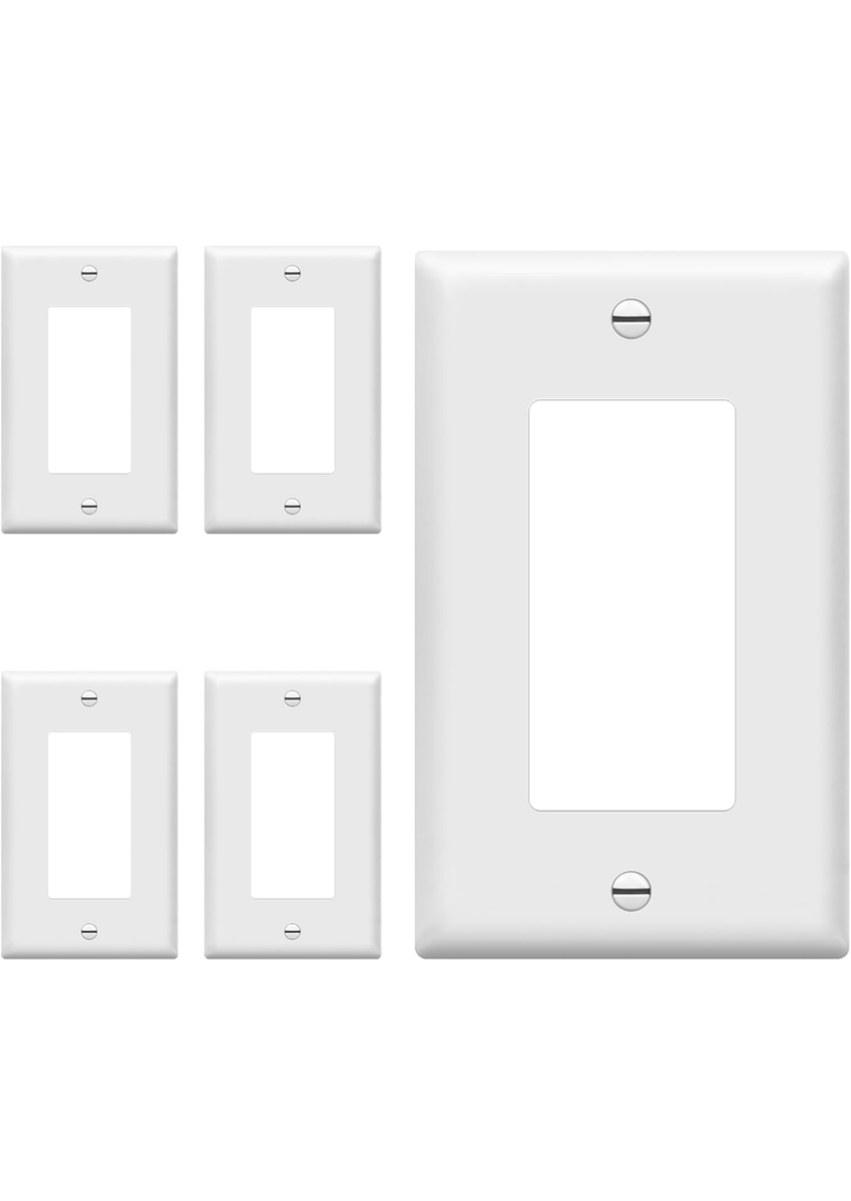 Decorator Light Switch or Receptacle Outlet Wall Plate, Size 1-Gang 4.50 Inches x 2.76 Inches, Unbreakable Polycarbonate Thermoplastic, 8831-W- 4 pcs