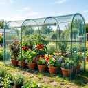 Crop Cages for Garden Plant, Plant Protection Tent with Zippered Door, Raised Bed Cover, Garden Bed Cover with Frame, Wind-Resistant Plant Cages for Outdoor Plants Vegetable Flower 130''*43''*71''