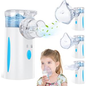 Portbale Nebulizer, Nebulizer Machine for Adults and Kids, Ultrasonic Mesh Nebulizer of Cool Mist with Self-Cleaning Function for Breathing Problems, Used at Home, Office, Travel
