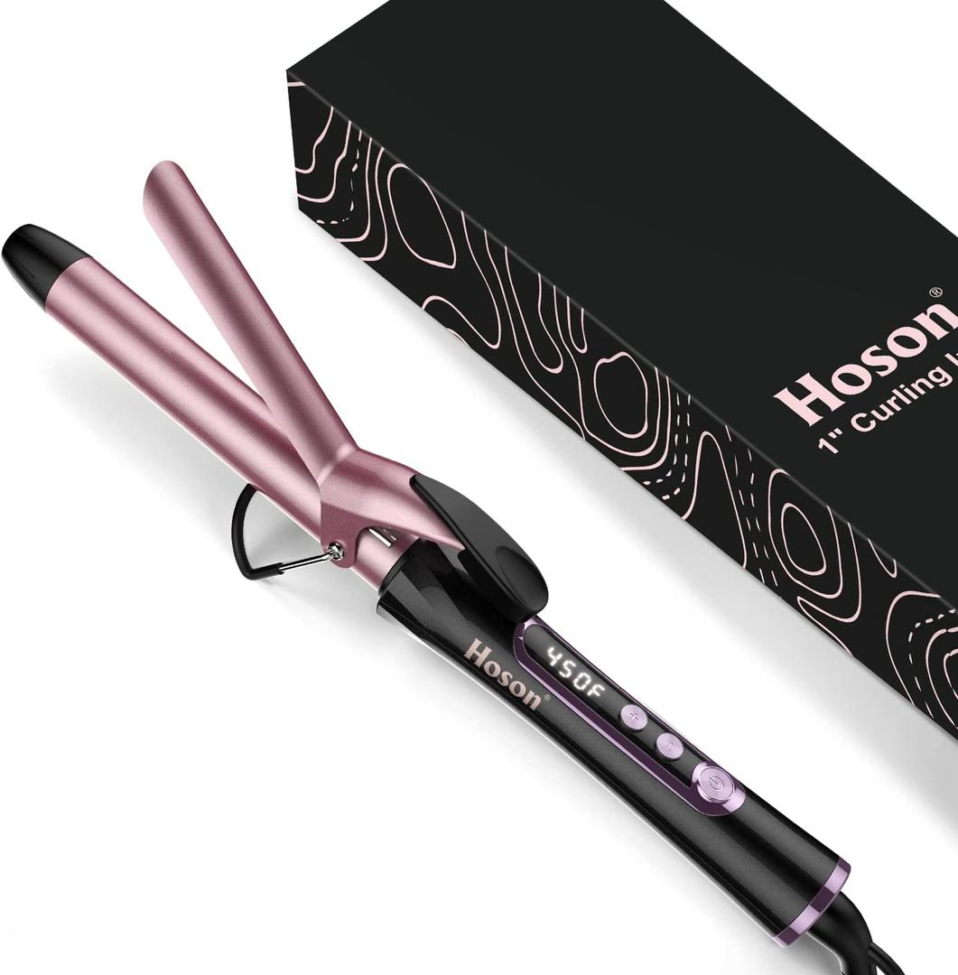 1 Inch Curling Iron, Dual Voltage Hair Curling Iron Heat up to 450F, Professiona Curling Wand Ceramic Tourmaline(Rose Gold)
