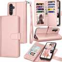 Galaxy A15 5G Case, Galaxy A15 5G Wallet Case, Tekcoo Luxury PU Leather Cash Credit Card Slots Holder Carrying Folio Flip Cover [Detachable Magnetic Hard Case] Kickstand for Samsung A15 5G [Rose Gold]