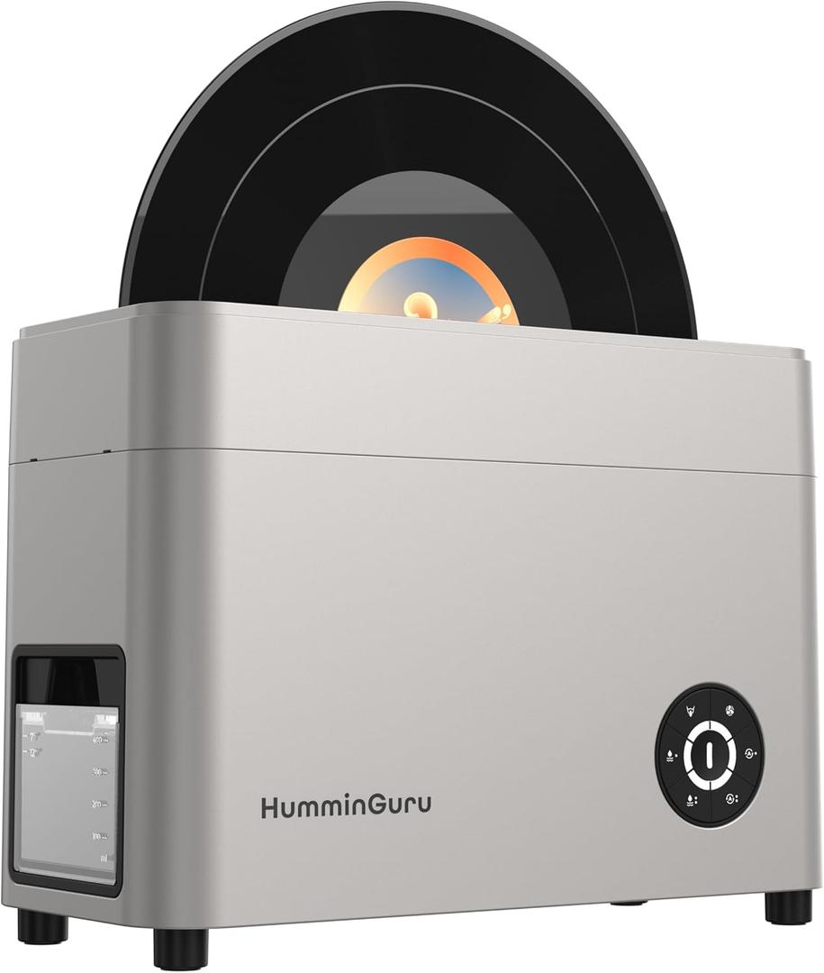 HumminGuru Ultrasonic Vinyl Record Cleaner- 40kHz Ultrasonic Vinyl Record Cleaning Machine with Auto Drying, Vinyl Record Cleaner Kit with Filters,(NOVA White Sand, 7/10/12 Inch)