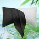 Cooling Side Sleeper Pillow Cases - Curved Rayon Derived from Bamboo Pillowcase Cover- Breathable Cool Silky Soft Pillowcase for Hot Sleepers Hair and Skin, Queen Size 1 Piece, 20 * 30 Inches Black, Queen - Pack of 1