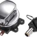 Uxcell 1 Set Ignition Switch with Cover 2 Round Keys for Harley Softail Road King FLHR Motorcycle Ignition Switch Lock Key