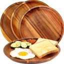 FANICHI Wooden plates (set of 4-11inch) Dinner Plates, Acacia Round Wood Plates, Unbreakable Classic Plates, Easy Cleaning & Lightweight for Dishes Snack, Dessert, Housewarming, Christmas Gift