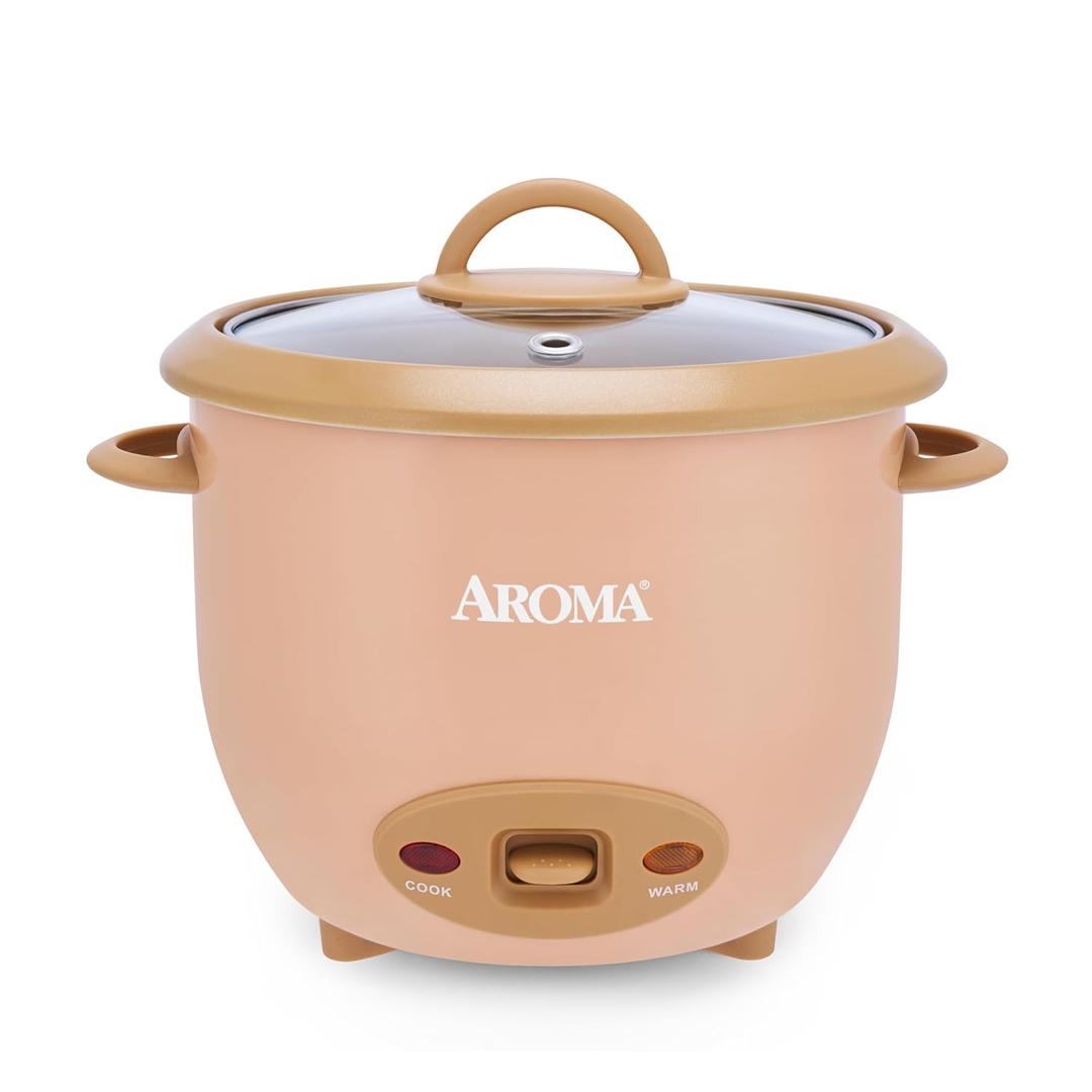 AROMA 6-Cup (Cooked) One-Touch Pot Style Rice Cooker with CoreCoat PFAS-Free Nonstick Ceramic Surface (1.5 Quarts) (Terracotta)