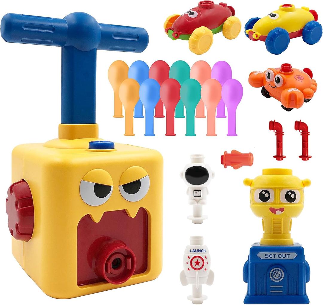 Balloon Car Toy Pump Set for Kids  Ideal Holiday Gift Balloon Toy Power Launcher, Balloon Launcher for Kids, Balloon Toys (Yellow)