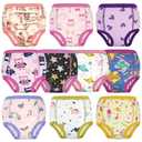 MooMoo Baby Potty Training Underwear Absorbent Toddler Training Pants for Girls 10 Packs Cotton Pee Pants, 9T