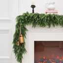 2PCS 9FT Christmas Cedar Garland Artificial Realistic Green Faux Real Touch Winter Pine Garland for Mantle Fireplace Wall Table Indoor Outdoor Decoration