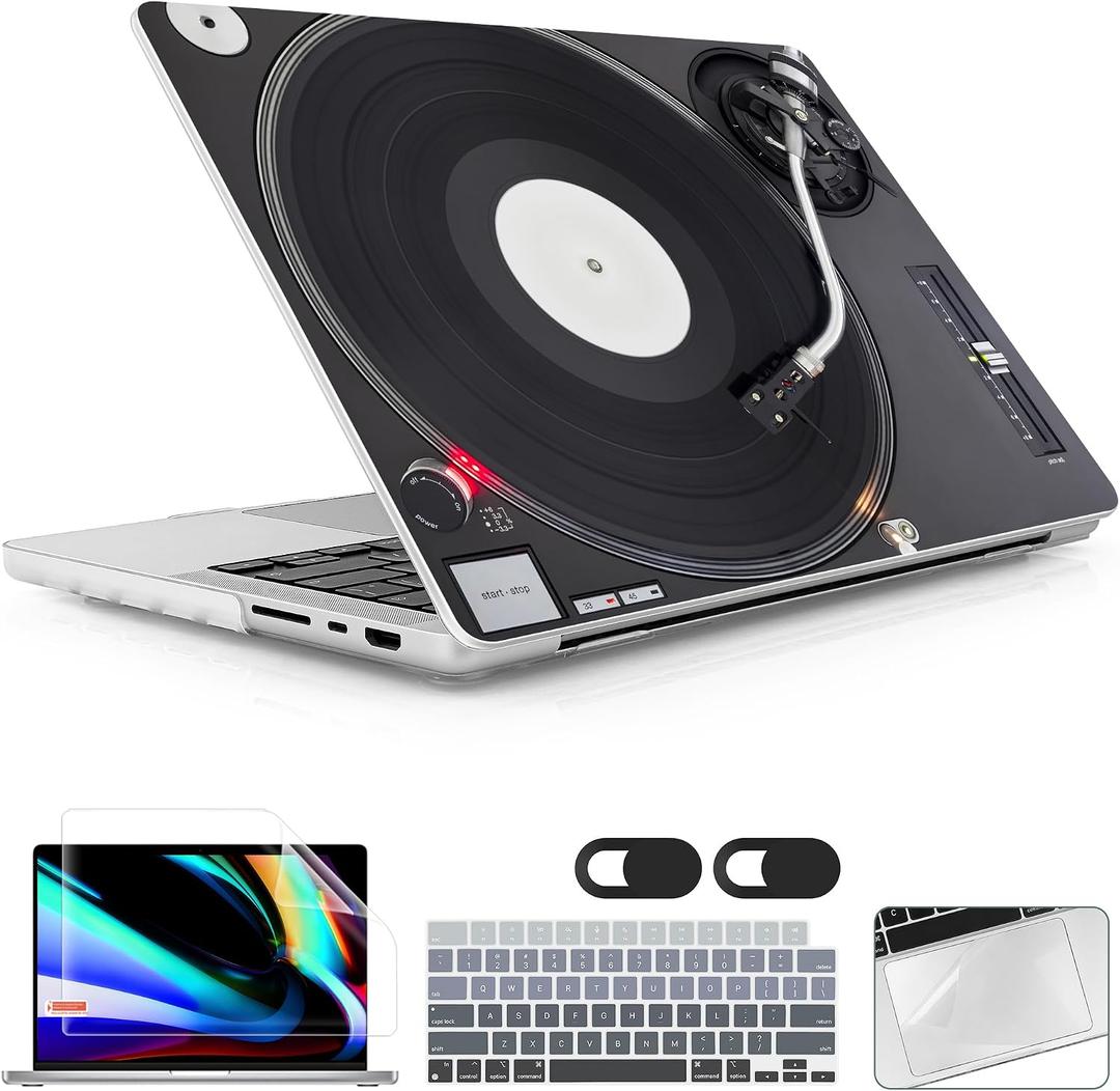 for MacBook Pro 16 inch Case M1 M2 M3 M4 M5 Pro/Max with Liquid Retina XDR, Release 2021-2025 2026 A3429 A3428, Hard Shell Case with Screen Protector & Keyboard Cover, DJ Turntable
