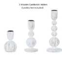 NUPTIO Taper Candle Holders Decor: Set of 3 Wooden Candlestick Holders Mantel Decor - Boho Farmhouse Rustic White