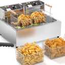 Commercial Deep Fryer,3400w Electric Countertop Fryer with 3 Baskets
22L/23.25Qt 1mm Thickened Stainless Steel Oil Fryer with Temperature Limiter for Restaurant, Food Truck, UL Certified