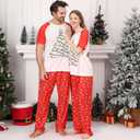 Christmas Pajamas for Family Matching Holiday PJ's Jammies Sets with Short Sleeve Tee and Pants Sleepwear Loungewear (XXL)