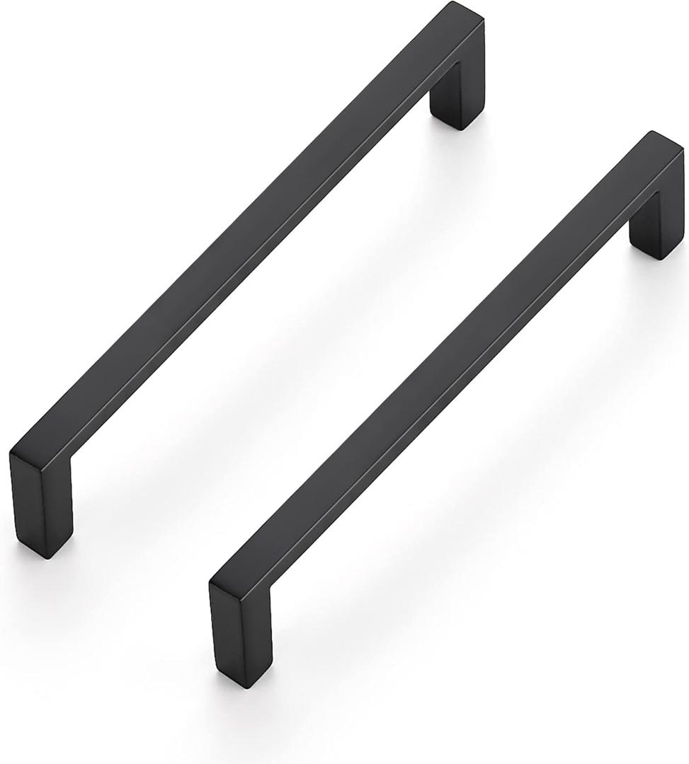 Ravinte 15 Pack Matte Black Cabinet Pulls, 5 Inch (128mm) Hole Center Slim Kitchen Handles, Square Drawer Pulls for Cabinets & Cupboards, Hardware