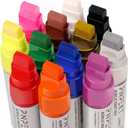 Jumbo Acrylic Paint Markers - 15mm Felt Tip 12 Color Graffiti Markers Water Based Paint Pens For Rock PaintingWood, Rock,Plastic and Almost All Solid Surfaces,Marker Pen Set For Artists, Students