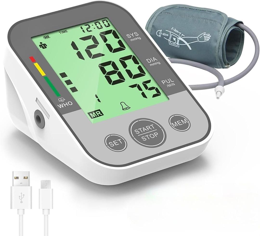 Blood Pressure Monitor - PANACARE Blood Pressure Machine with Large Screen Tri-Color Backlight, Voice Readout and Heart Rate Monitor,Home Blood Pressure Monitor with 22-42cm Extended Cuff B-Gray