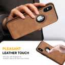 Unique Design Luxury Leather Business Phone Case for iPhone X & iPhone Xs Anti-Slip Scratch Resistant Ultra Slim Protective Case (2018,5.8) (Brown)