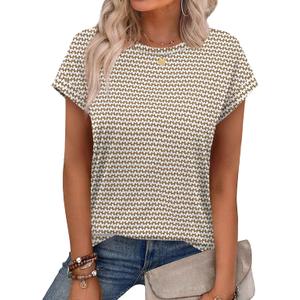 Alaroo Womens Summer Tops Short Sleeve Shirts Crew Neck Tshirt Cute Trendy Tunic Blouses (Brown, S)