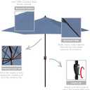 California Umbrella 12-Year Protection 9-Ft Outdoor Patio Umbrella, Sunbrella Fade-Resistant Acrylic Fabric, Auto Tilt and Crank, Heavy-Duty Aluminum Frame/Reinforced Ribs, Bronze Pole, Air Blue
