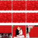 Tigeen 6 Pcs Flower Wall Panels 3D Silk Rose Floral Decorative Faux Flower Wall Background for Wedding Home Decoration Background Shop Party Photo Arrangement(Red,24 x 16 Inch)