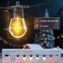 Brightever LED Outdoor String Lights, 50FT Patio Lights with 16 S14 Christmas Filament Bulbs, Dimmable&Speed Adjustment, Plug in IP65 Waterproof Outside Hanging Lights with Remote for Porch, Deck