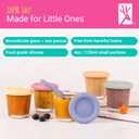 Elk and Friends 4oz Borosilicate Glass Baby Food Storage Jars with Silicone Lid | Strong Glass | Set of 12 | Microwave, Oven & Dishwasher Safe | Infant and Babies (Blush/Peach/Lemon/Ivory/Sage/Misty Blue (12-pk))