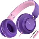 AILIHEN C8 Girls Headphones, On-Ear Headphones Wired with Microphone and Volume Control Foldable Corded Stereo 3.5mm Headset for Girls School Chromebook Laptop Computer PC Tablets Travel (Purple Pink)