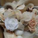 Flower Balls Arrangement Bouquet - 2 Pcs White Rose Fake Flowers Balls for Centerpieces Tables, Artificial Wedding Flowers for Wedding Aisle Decor (Beige)