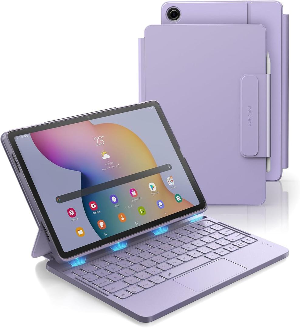 Dexnor for Samsung Galaxy Tab A9+ Plus Case with Keyboard, Ultra-Light Magnetic Folio Keyboard Cover with Multi-Touch Trackpad Backlit Stylus Holder for 11" Samsung Galaxy Tab A9+ Plus (2023), Purple