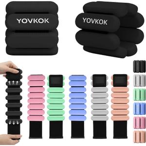 Wrist Weights, Silicone Adjustable Ankle Weights for Women Men - Strengthen Arms and Legs Ideal for for Home Gym Workout, Running, Yoga, Pilates, Barre, Exercise, Strength Training (2 lbs Pair (1lb Each), Black)