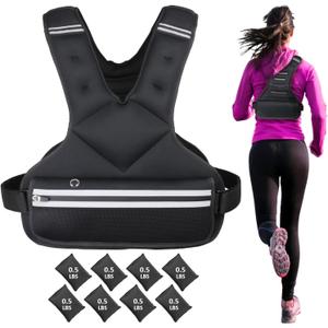 JoyPlus Adjustable Weight Vest,Strength Training Running Vest, Workout Equipment, Sport Exercise, Fitness, Weight Loss for Men 12LB, Women 8LB, Velcro or Buckle (Black 4-8LB)