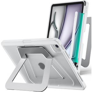 Case for iPad Air 11 inch (M4/M3/M2), iPad Air 5th (2022)/4th Gen (2020) 10.9 Inch,Pro 11 inch,Dual Multi-Angle Adjustable Kickstand Case with Built-in Pencil Holder,Hard Backplate,White