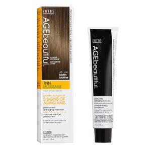 AGE beautiful Permanent Hair Color Dye Liqui-Creme & Developer 20 Volume Set | 100% Gray Coverage | Anti-Aging Haircolor | Biotin for Thicker, Fuller, Healthier Hair | Professional Salon Coloring (7NN Dark Intense Blonde)